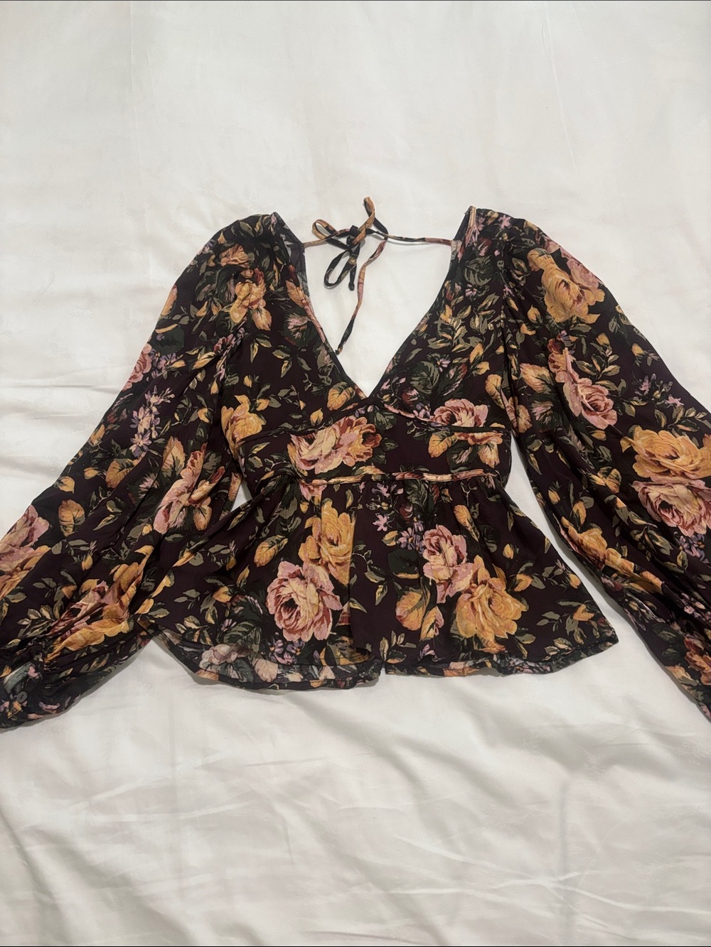 Olivaceous Floral Open Back Top